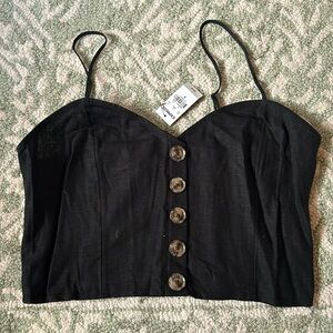 Express cropped linen top